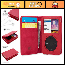 Leather Flip Case for iPod Classic - Wallet Cover with Card Slots  Stand - Red