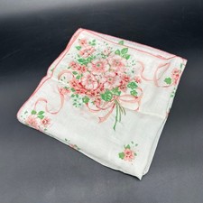 Vintage Floral Handkerchief Pink Flower Bouquets Hankie Cottagecore Romantic