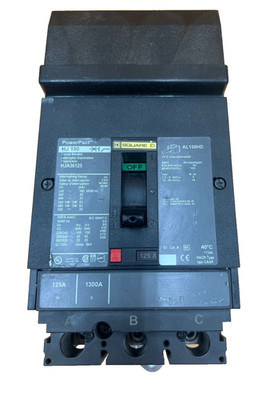 Square D HJA36125 I-Line Circuit Breaker 125A 3P 600V HJA 125 Amp 3 Pole Used