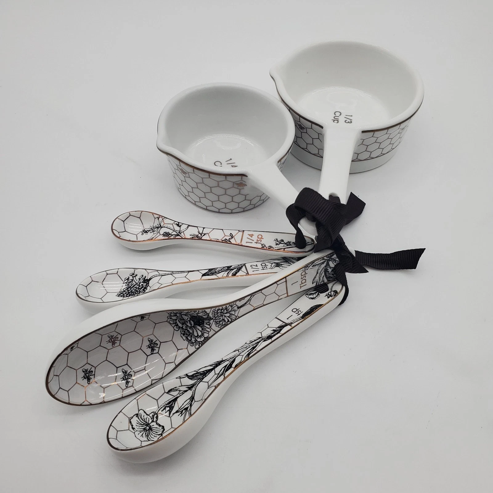 Williams Sonoma Honeycomb Measuring Cups & Spoons 6pc READ