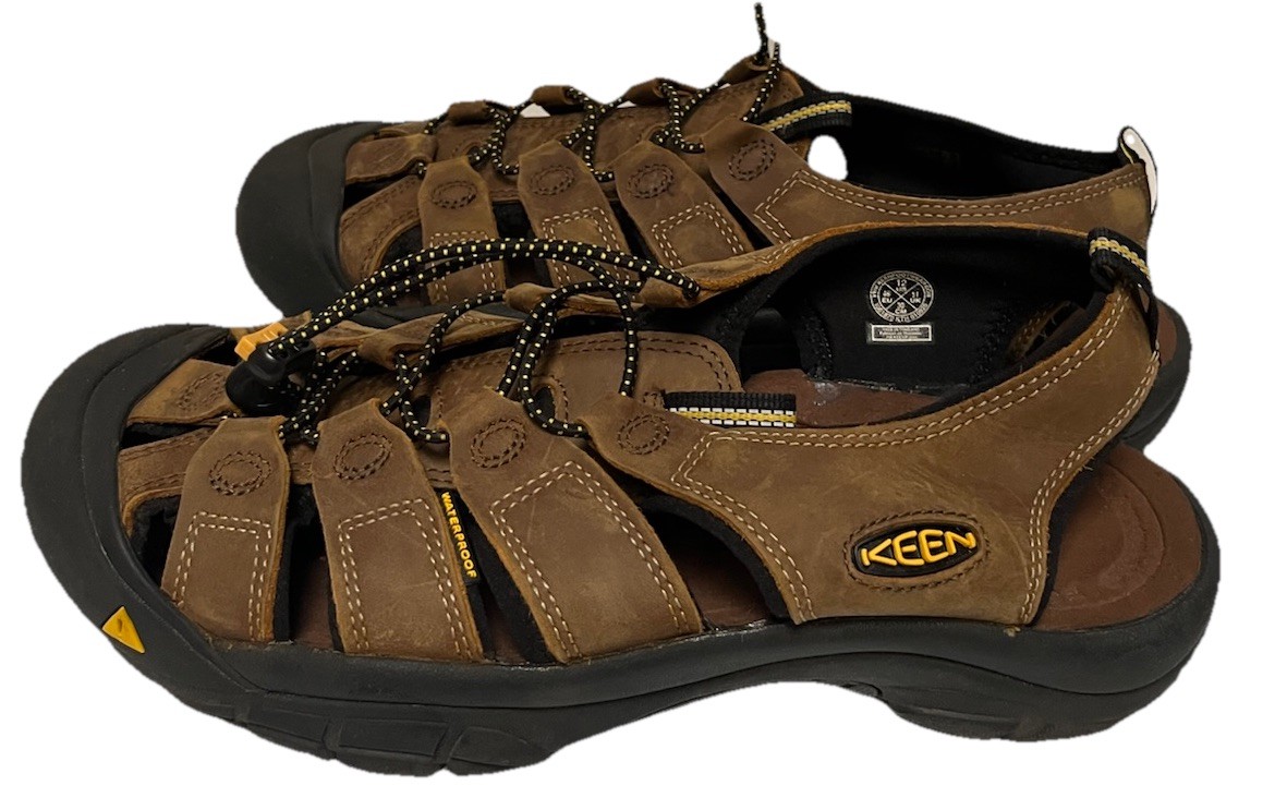 Sandali Keen Newport bisonte impermeabili escursionismo pelle marrone uomo taglia 12 US.