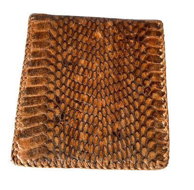 NOS Vintage Hand Made Brown Snakeskin-Python Leather Large Wallet Bi-Fold
