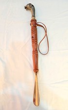 Handmade Dog Face Solid Brass Shoe Horn 23" Long Handle Shoe Dressing Gift