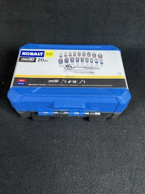 NWT Kobalt SAE Metric 1/4'' Drive 6-Point Socket Set 20 Piece With Hard case