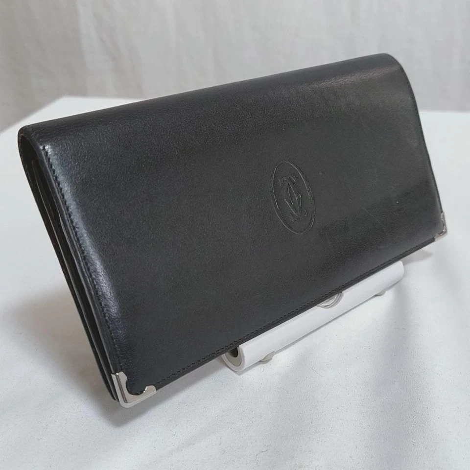 Auténtica Cartera Internacional Cartier Must de Cartier Cuero Negro Plateado Foto 4 de 4