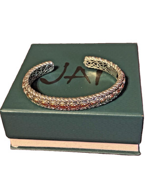 JAI by John Hardy Lotus Petal Hinged Cuff Bracelet Sterling Silver and 14K Gold