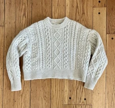 Isabel Marant Étoile Womens Long Sleeve Cable Knit Sweater Beige Wool 38 S