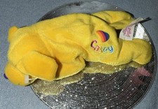 Vintage 1998 Lisa Frank CASEY Yellow Dog Bean Bag Plush Fantastic Beans 90s Toy