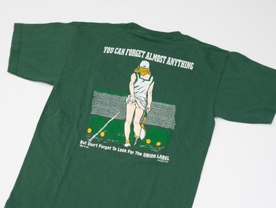 Vintage Union Tennis T-Shirt Men Size M Hookups Y2K 90s Funny Dad Humor