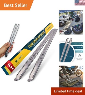 Versatile 2pc Tire Iron Set - 11.7 Inch Heavy Duty Tools for Safe Tire Changes