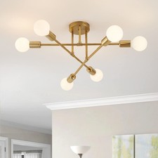 YXTH Semi Flush Mount Ceiling Light Fixture, 6 Lights Modern Sputnik Chandeli...