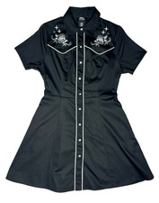 Hot Topic Social Collision Western Embroidered Rose Button-Up Dress Sz SM,MD, 1