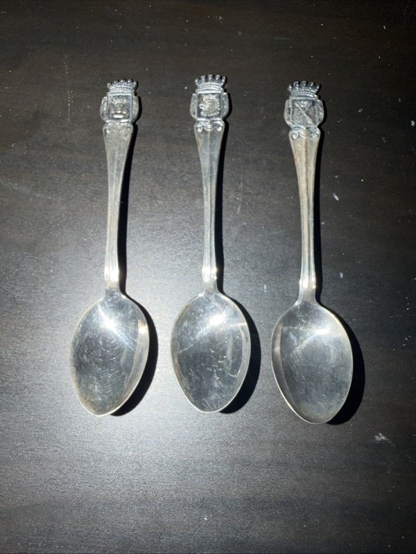 Vintage SWEDEN Coat of Arms Souvenir Spoon - Set of 3  - EX PR NS