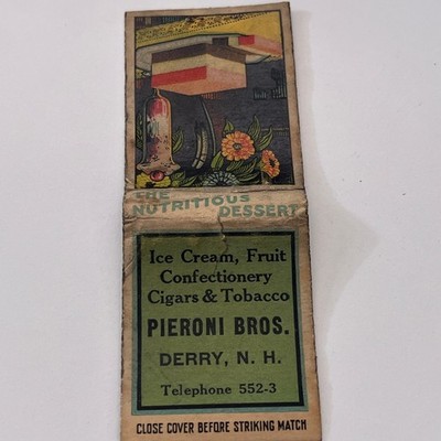 Pieroni Bros Derry NH Vintage Matchbook Cover MM3-5