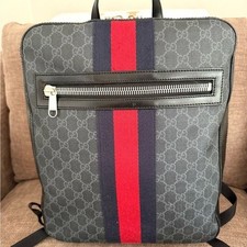 Authentic Gucci GG Supreme Canvas Backpack black grey canvas unisex bag large