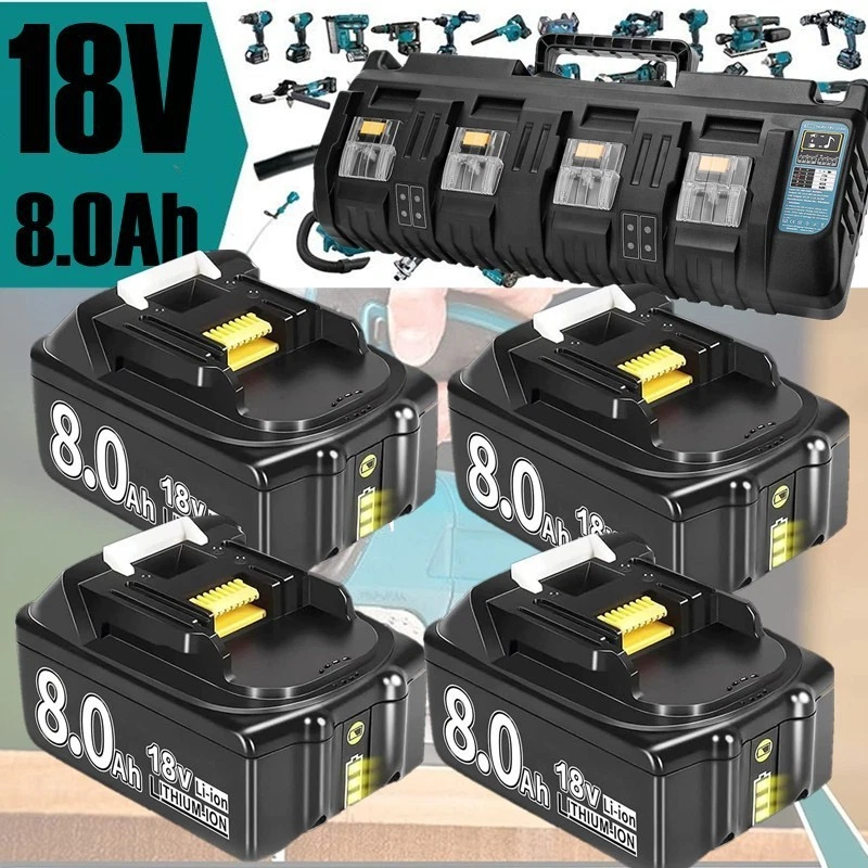 2PACK For Makita 18Volt 8.0Ah LXT Li-Ion Battery BL1860B BL1830 BL1850 / Charger