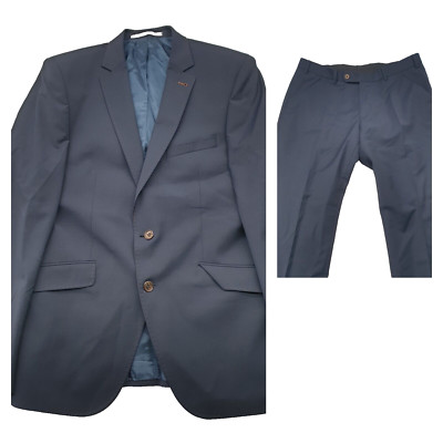 Digel Move Allan-Z 2 Piece Suit Virgin Wool Blend Navy Blue Blazer 40R Waist 34