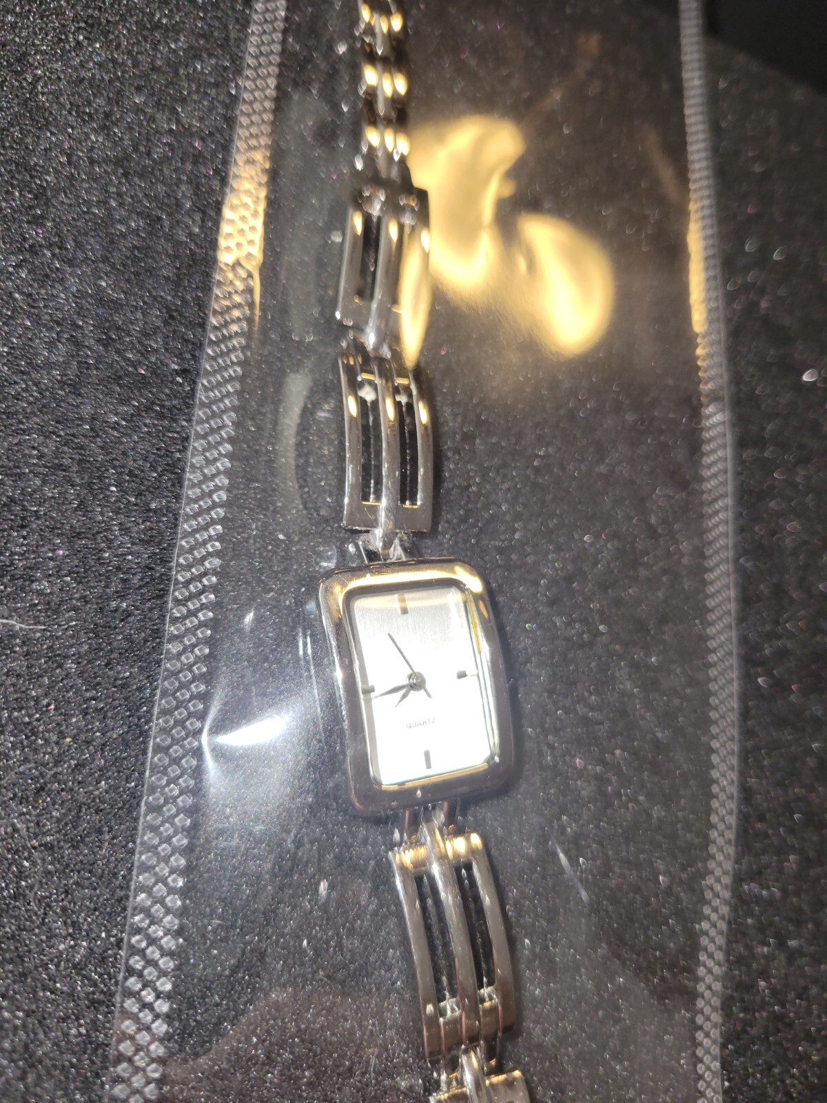 Silver Tone Dial Rectangle Case Bracelet Band Wat… - image 2