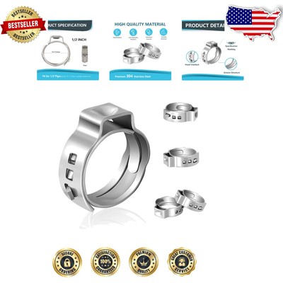 Durable 500-Pack 1/2 Inch Stainless Steel PEX Cinch Clamps for Plumbing Projects