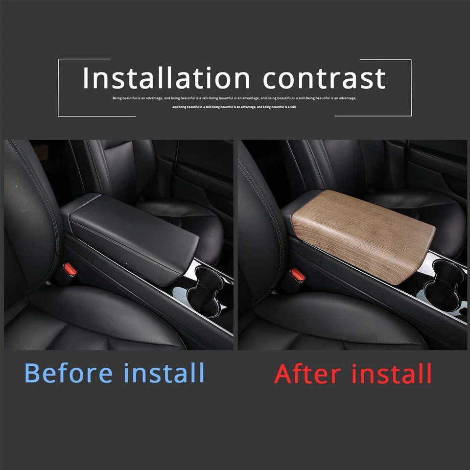 Para Tesla Modelo 3 2017-2021 Madera Grian Consola Central Apoyabrazos Caja Panel Cubierta 1X Foto 2 de 4