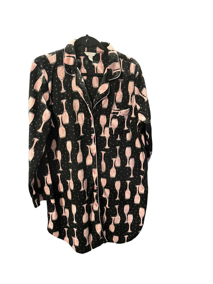 Camisa para dormir de vellón Charter Club Wine Glasses talla XL Foto 3 de 4