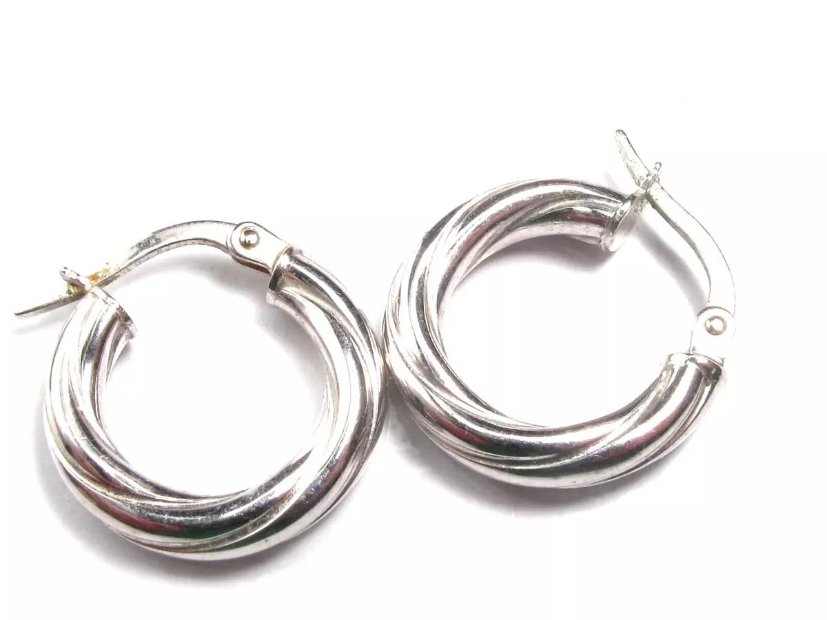 Sterling silver hollow hoop best sale earrings