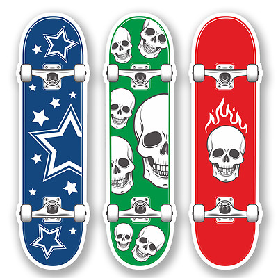スケートボード Skull Skates Vtg Skateboard Sticker 3 x 15cm Mini Skateboard Vinyl Sticker iPad Laptop Skate Kids Fun