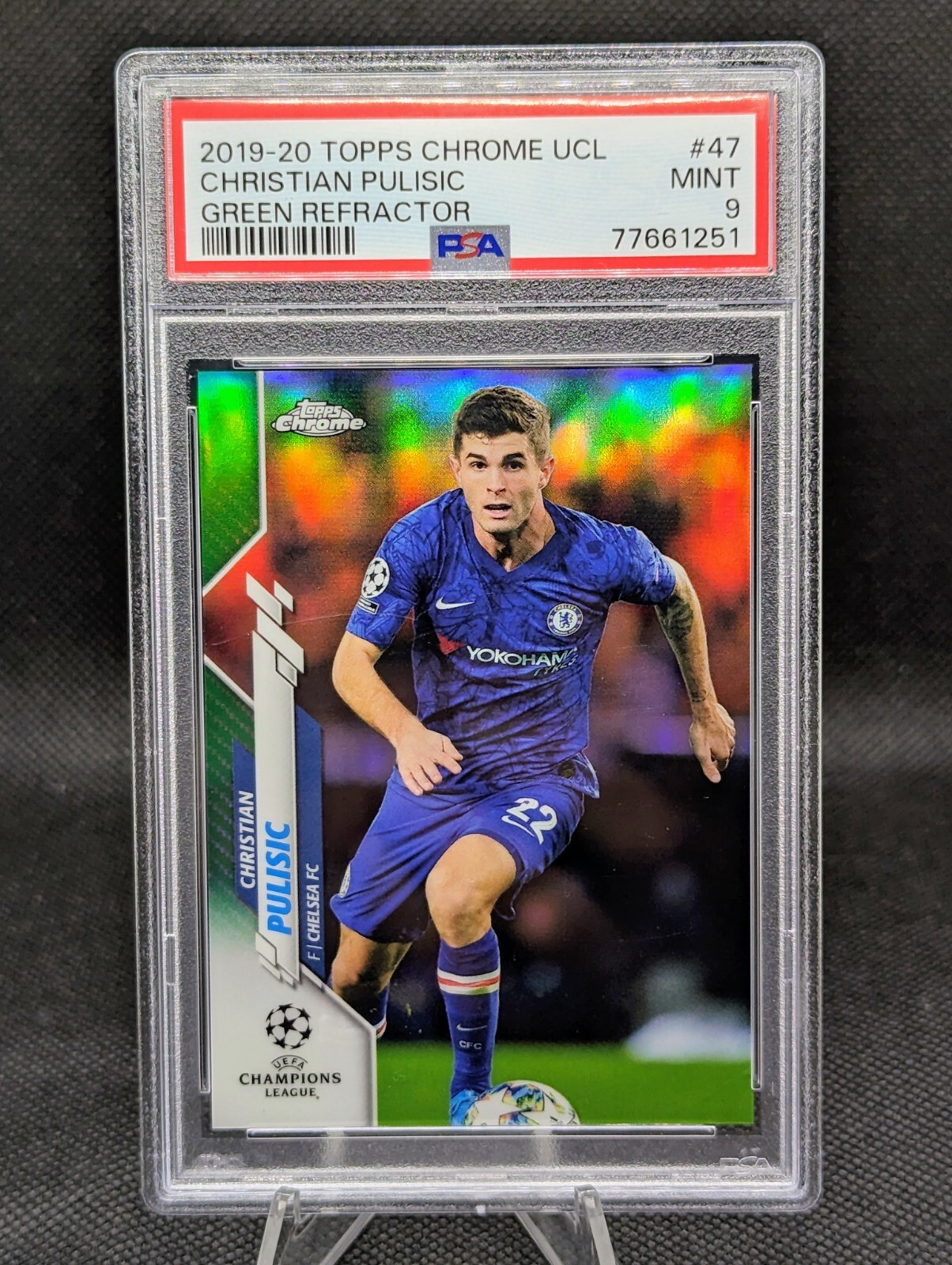 2019-20 Topps Chrome UCL Green Refractor /99 Christian Pulisic card #47