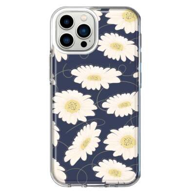 Mundaze Case for Apple iPhone 15 Pro Cover Cute White Daisies Blue