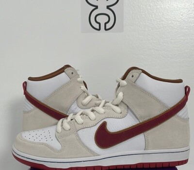 Men's Size 9 Nike SB Dunk High Ivory Sail Bright Crimson Brand New