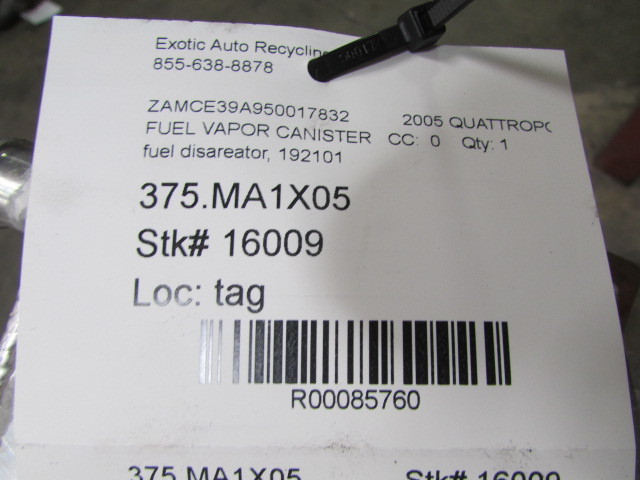 Maserati Quattroporte, Fuel Tank Disareator, Used, P/N 192101
