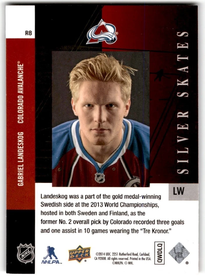 2013-14 SP Authentic '93-94 Retro Silver Skates Gabriel Landeskog #R8 Colorado - Image 2 of 2