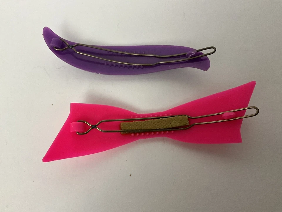 Vintage Set Of 2 French Bow Swirl 4 Inch BARRETTES Hair Clips Swoosh Barrette - Image 3 of 4