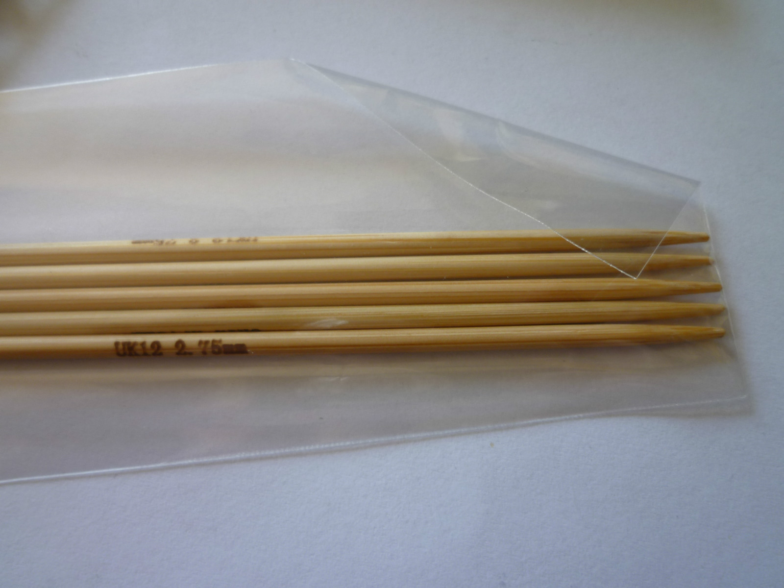 BAMBOO knitting needles DP double pointed set of 5 length 10 to 20cm 2