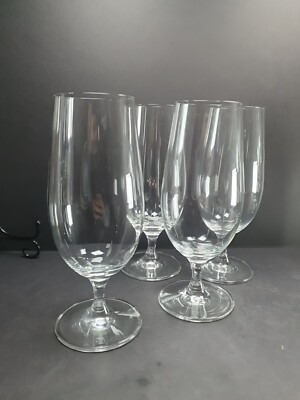 4x schöne Biergläser aus Glas mit Fuß 8'' 380 ml