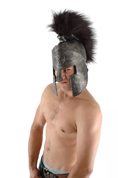 Spartan Helmet Dark Gold Faux Leather Ancient Greek Military