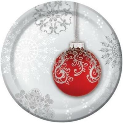 Jingle Bells Round 7 Inch Paper Plates 8 Pack Christmas Winter Decoration