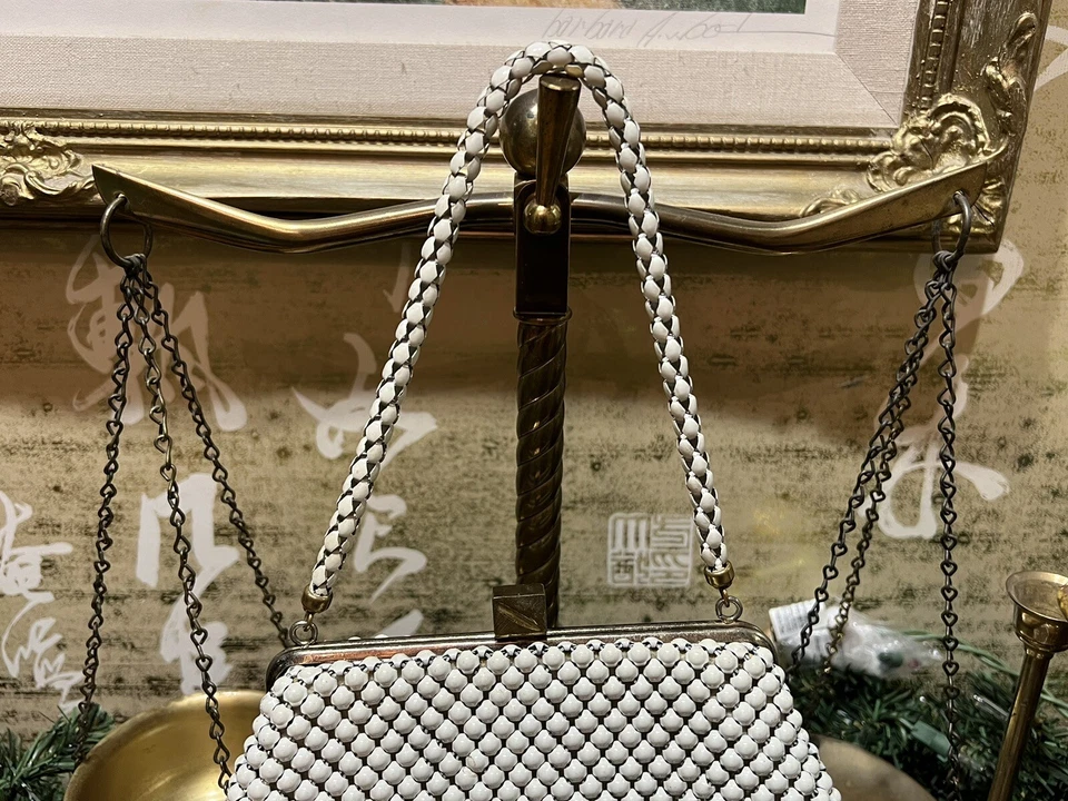 Whiting и Davis сетки сумочки белый вечер сумка бисером эмали стильный и вневременной - Изображение 3 из 4