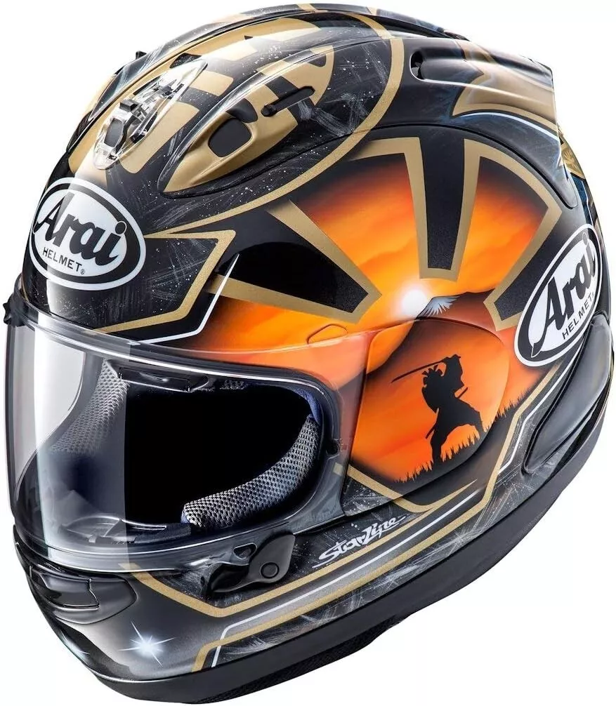 ARAI RX-7X PEDROSA SAMURAI SPIRIT GOLD FULL FACE HELMET Size : 23inch