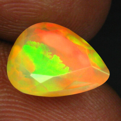 1.89 ct Very good Pear (11 x 9 mm) Un-Heated Ethiopia Rainbow Opal Gemstone