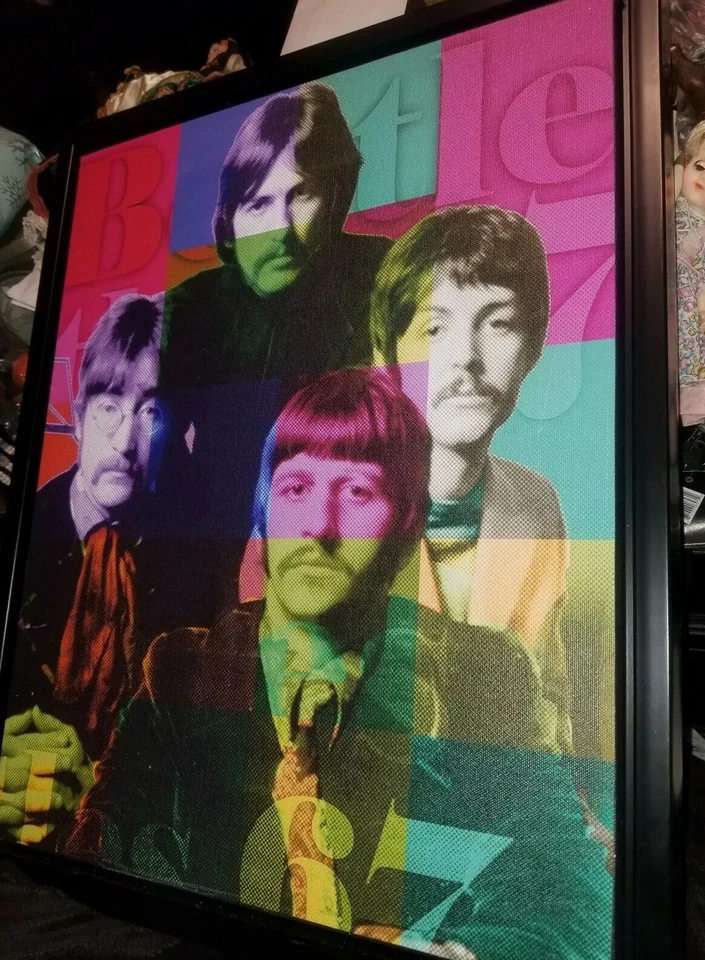 Beatles -bright Multi-Color Canvas Framed Canvas 23x18"rare print #020-719815 - Image 2 of 4