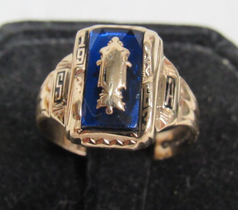 10k Yellow Gold Art Deco 1963 S.A School Class Ring Sz 7.5 10k Yellow Gold Art Deco 1963 S.A School Class Ring Sz 7.5