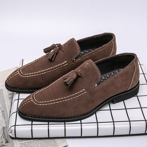 Tassel | Men's Brogue Faux Suede Dress Shoes Formal Suit Shoes Moccasins Loafers - Picture 26 of 26