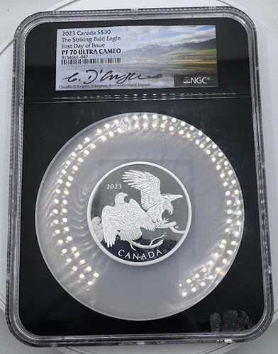 2023 Canada $30 Striking Bald Eagle NGC PF70 Ultra Cameo Signed Claudio D'Angelo