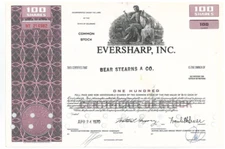 Eversharp stock certificate issued to Bear Stearns