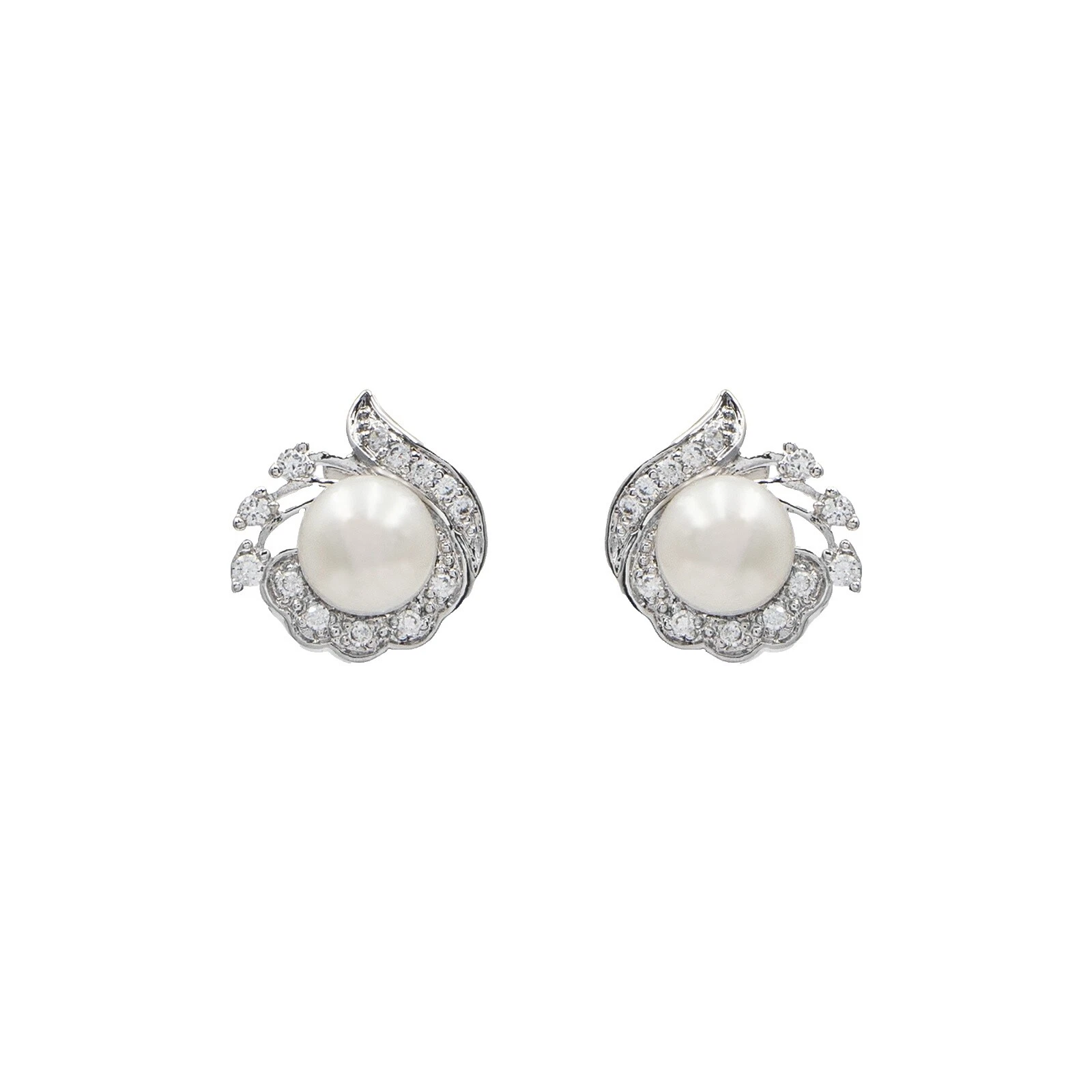 Stud Natural Pearl Platinum Plated Fashion Earrings