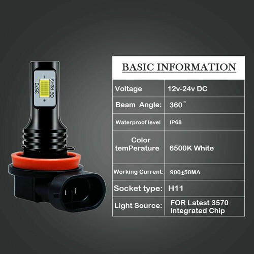 For Toyota Camry 2007-2013 2014 LED Headlight High/Low Beam+ Fog Light Bulbs Kit - Picture 6 of 12