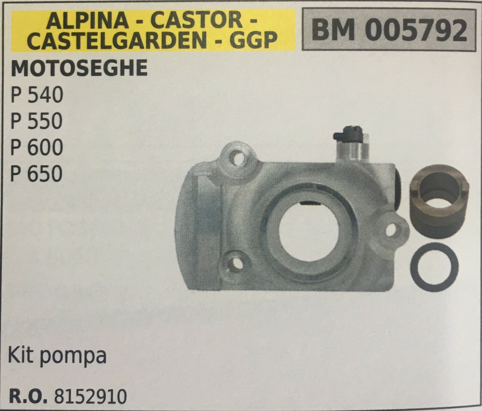 Pompa Olio Motosega Alpina GGP Brumar BM005792 | Torna a Tagliare Subito