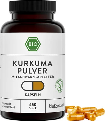 Kurkuma Kapseln BIO mit schwarzem Pfeffer - 450 Stück à 600mg - bioKontor