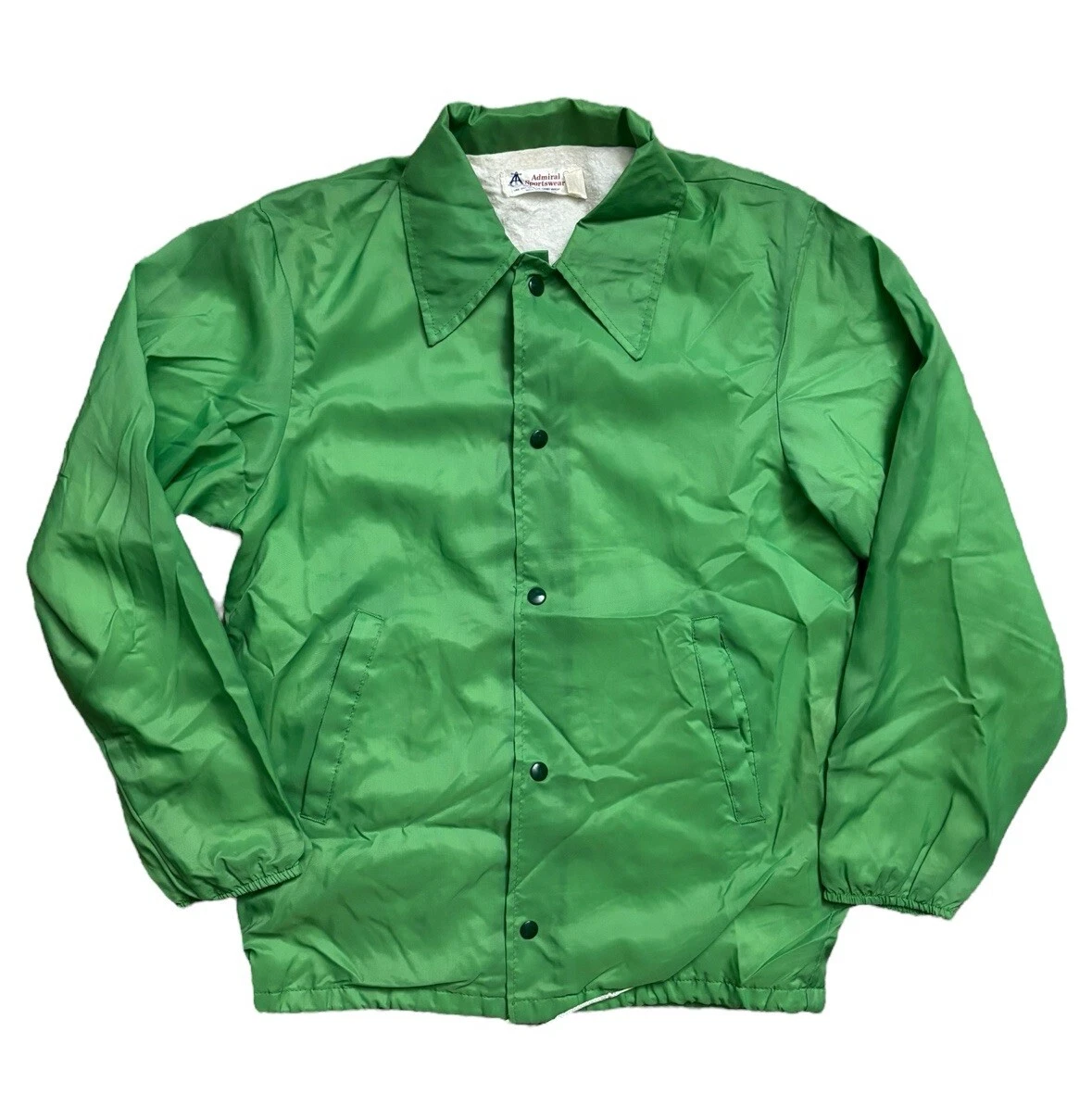 Admiral Sportswear Jacket Mens Sz Small Lime Green Bomber Vintage Blanket Lined
